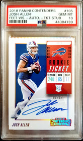 JOSH ALLEN 2018 CONTENDERS ROOKIE TICKET STUB #1/17 1/1 AUTOGRAPH AUTO RC PSA 10 GEM BILLS